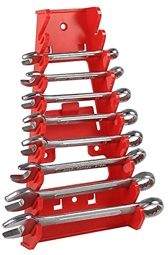 HERCHR Support de Rangement pour clés Mixtes, Jeu de Clés Mixtes 9 Pièces, Clés Mixtes à Cliquet, Porte clés Porte-Outil Mural à 9 Fentes pour Tournevis, clefs, 120 x 220mm