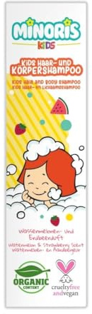 Minoris Kids Champú Cabello & Cuerpo | Bio, Vegano, pH 5.5, ProVit B5 & Aloe, Test Derm, Sin Sulfatos/Parabenos – Fórmula Suave, Uso Diario, Cuero Cabelludo Sensible, 400 ml