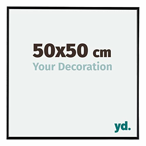 Your Decoration - Bilderrahmen 50x50 cm - Schwarz Hochglanz - Bilderrahmen aus Kunststoff mit Acrylglas - Antireflex - 50x50 Rahmen - Evry