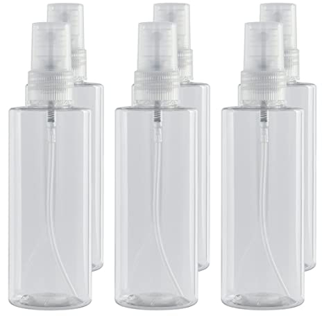 Super Net Cali Botella Spray Pulverizador de plástico Transparente Pet 100 ml. Hermético y Reutilizable. Nebulización Fina idónea para humectar, plantas, ambientador y perfume. (06 Unidades)