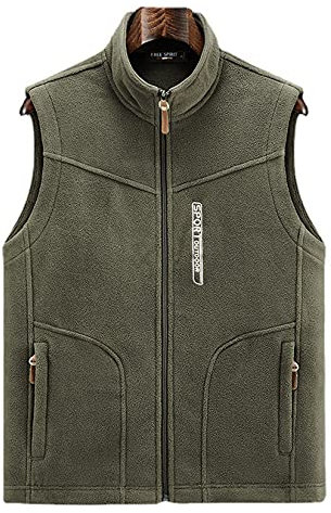 Byrotson Herren Fleece Weste Body Warmer Herbst und Winter Weste mit durchgehendem Reißverschluss leichte ärmellose Jacke mit Tasche, für Reisen, Wandern, Arbeiten, Landwirtschaft,Grün,3XL