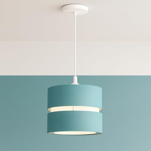 CGC Lighting Indoor Ceiling Lamp Shade Two Tier Layer 26cm Pendant Table Lamp Bedside Bedroom Lounge Hallway Kitchen (Teal)