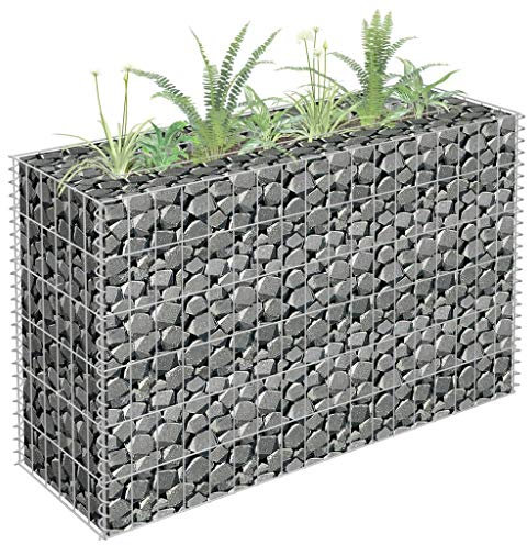 Tidyard Gabion Raised Bed Gabion Planter Galvanised Steel Basket Planter Stone Basket Raised Bed Raised Vegetable Bed 90x30x60 cm