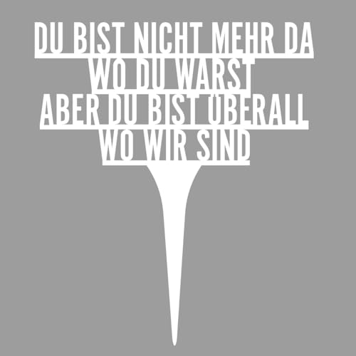 Illumino Grabstecker mit Schriftzug/Du bist Nicht mehr da, wo du warst Aber du bist überall, wo wir sind/Grabschmuck, Grabdeko Stahl pulverbeschichtet, mit Trauer Spruch, Trostgeschenke