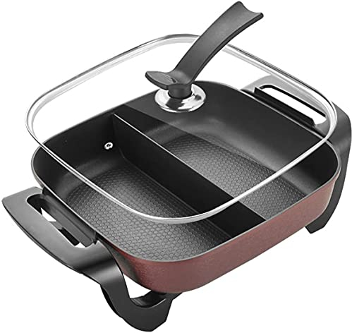 BBQ Smokeless Grill 42cm Multicooker elettrico con controllo della temperatura regolabile |1500W |.Non-stick |Coperchio in vetro |.Facile pulito |.Cena della colazione Una casseruola multifunzione