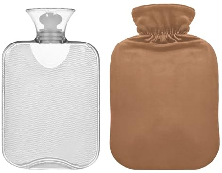 Botella de agua caliente grande de 1 litro con bonita cubierta, bolsa de agua caliente reutilizable para compresas frías y calientes, alivio del dolor de cuello, hombros y piernas, calambres