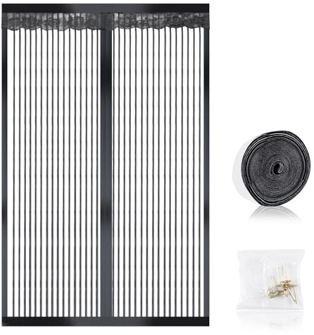 Fly Screens for Doors JANORS Magnetic Fly Screen Door, Magnetic Soft Screen Doors, Encrypted to Prevent Bug, Full Frame Magic Tape, Magnet Silent Closure, No Punching 80×200cm (Stripe)