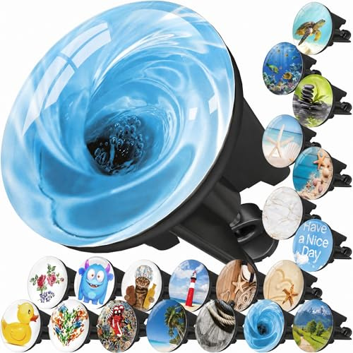 M. ROSENFELD HOME Waschbeckenstöpsel mit Motiv 40 mm – Höhenverstellbarer Abflussstopfen aus Messing, rostfrei & auslaufsicher – Excenterstopfen für Waschbecken im Design Aqua-Wirbel