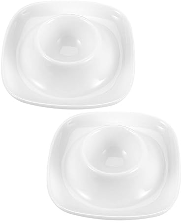 Cabilock 2 Piezas Huevera Soporte De Cerámica para Vaso para Escalfar Mini Containers Soporte para Huevo Pasados ​​por Agua Huevo Cocido Porcelana Placa Desayuno