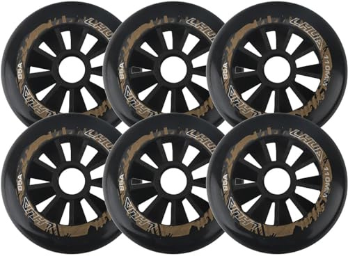 SZAJOR Ruedas de patín en línea de 90mm/100mm/110mm, Ruedas de patín de Ruedas 85A para reemplazo de Ruedas de Patines, Paquete de 6,Negro,90mm