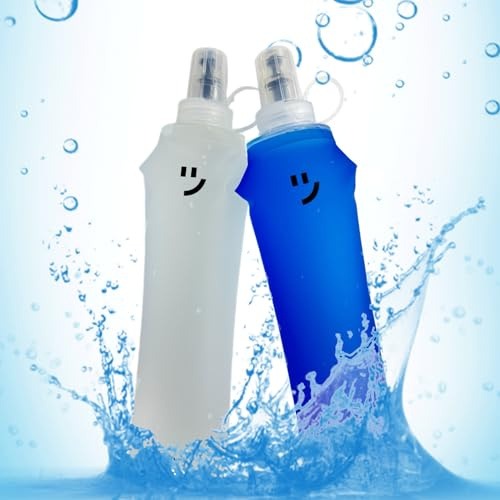 LotsJoy Soft Flask Lot de 2 bouteilles d'eau pliables 500 ml, sans BPA, pour le ski, le ski de fond, l'escalade, le cyclisme et la randonnée
