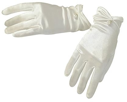 TOGEVAL Retro Brauthandschuhe Seide Hochzeitshandschuhe Für Frauen Kurze Länge Brautkleid Accessoire