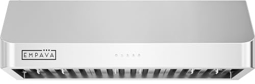 Empava Ducted Under Cabinet Stove Range Hood Vent 36 Inch, 500 CFM | Dual Sealed Aluminum Motor | Push Button Control | 3-Speeds | ETL Certification, Stainless Steel