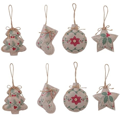 8 Stück Weihnachtsbaumschmuck Filz Weihnachtsbaum Anhänger Deko-Anhänger aus Filz Christbaumanhänger für Weihnachtsbaum, Feiertag, Party Deko