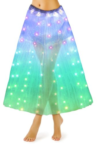 Gonna luminosa da donna, ricaricabile, lunga tutù a LED, per ragazze, per danza luminosa, abbigliamento rava e Halloween, per feste, Cinque colori, 3 modalità, Taglia unica