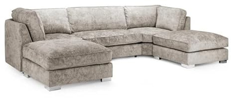 U-Shaped Modular Sofa Set, 6/7 Seater Sectional Couch, 5 Pcs Large Corner Couches, Bishop High Back Sofa, Modular U Shape Settee with Moveable Footstool for Living Room Lounge