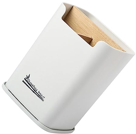 TOPBATHY Boîte à Couverts Plateau Égouttoir en Pp et Bambou | Blanc, pour Table et Spatules, Organisateur de Comptoir la Cuisine, Pièce Unique