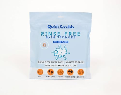 QuickScrubb - engångssköljningsfria badsvampar duschskum schampo perfekt för camping, vandring och utomhus