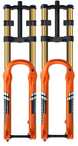 27,5 29 Fourche Suspendue VTT 1-1/8 Droit / Conique Fourche Pneumatique Voyage 180 Mm Double Couronne XC/AM/DH Fourche Avant 15 X 110 Mm Axe Traversant Frein À Disque Amortissement/Rebond(29in Orang