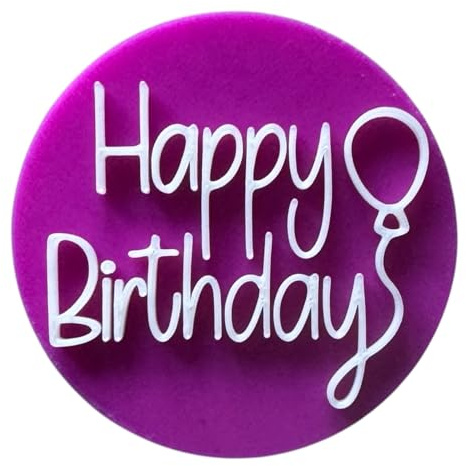 'Happy Birthday' Embosser Stamp for Icing Fondant Cupcake Cake Decoration Frosting Sugar Paste Cookie Baking 6 cm Diameter (Pattern 5)