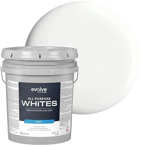 EVOLVE All Purpose Whites Paint & Primer, Flat (Cool White), 5 Gallon – Interior Latex, Excellent Touch-Up, High Hiding, Durable Paint for Walls & Ceilings