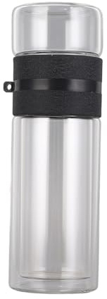 SIXRUN Infuseur à thé Bouteille D'eau en Verre à Double Paroi, Conception étanche pour la Maison, le Bureau et L'extérieur, 350ML