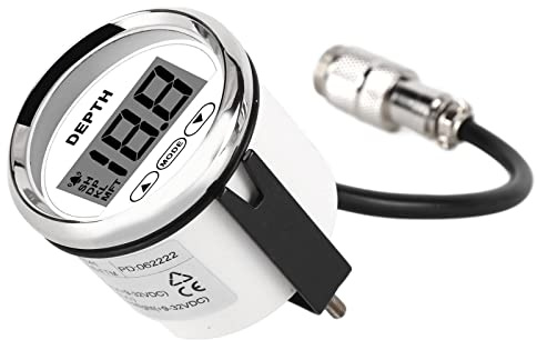 ZDETGU Ekolod Dash Depth Finder Transducer med Vit Bakgrundsbelysning Hög Noggrannhet i Rostfritt Stål 316L Anti-dimglas för Yachter Båtar Fiskefartyg
