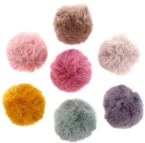 ULDIGI 7 Stück Pompon Ball Haarnadeln aus Kunstfell mit Verschiedenen Farben für Selbstgemacht Bastelideen und Schmuck für Hüte Schals und Schuhe Zufällige Farbe