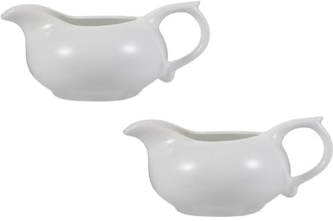 CORHAD Set 2 Pezzi Salsiera Ceramica Bianca Manico per Salsa e Caffè, Contenitore per Yogurt e Succo, per Uso Quotidiano e Feste in Casa