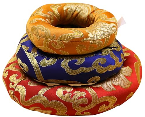 Générique 3pièces Lot de Coussins pour Bols Chantants Bouddhistes Tapis Matelassés de Coton Diamètres et Coussins Décoratifs et Protecteurs pour Pratique Couleur Aléatoire