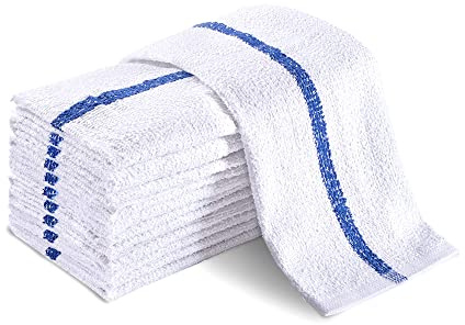 Groko Textiles Universal Cleaning Towels, Bulk 24 Pack, 16” X 19” 100% Cotton Fully Bordered Commercial Grade Terry Weave Cloth Bar Mops for Everyday Restaurant or Home Use