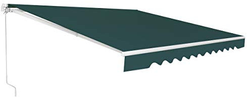 COSTWAY Toldos Exterior Terraza Retráctil Plegable, Toldo para Ventana de Metal y Poliéster, Multifuncional Toldos Exterior con Manivela, Impermeable Adecuado para Balcón, Terraza (Verde, 300x250cm)