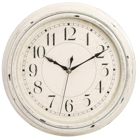 Peohud Silent Wall Clock, 12 Inch Vintage Non Ticking Quartz Battery Operated Round Clock, Rustic Wall Clock for Living Room Kitchen Home Office Classroom School