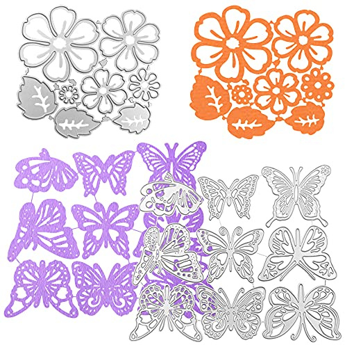17 st präglingsmallar, AIFUDA fjäril och blomblad, metallskärningsform för gör-det-själv-klippbok, fotoram, kortalbum