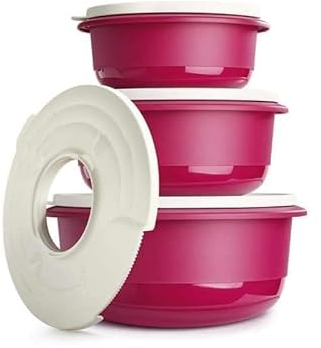 TUPPERWARE Brand Ultimate Rührschüsseln – inklusive 3 Schalen mit Deckel und Spritzschutz zum Vorbereiten, Mischen, Schneebesen, Abseihen, Tragen und Aufbewahren – spülmaschinenfest und BPA-frei