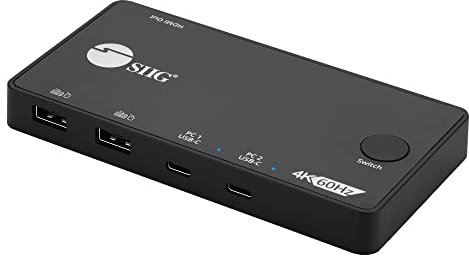 SIIG Switch KVM 2x1 USB C per 2 computer, 1 monitor, HDMI 4K 60Hz, supporta MacBook iPad Pro ThinkPad Ideapad & Elitebook