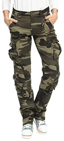 Damen Cargohouse Cargo Baggy Y2K Hose Casual Arbeitshose Outdoor Armee Camo Combat mit Taschen Camo 169 US 14 - DE 44