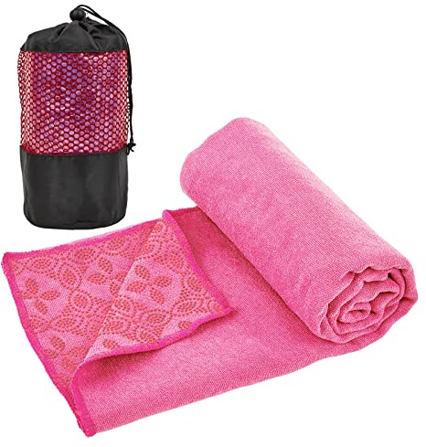 Yuilgdo Yoga Towels, Non Slip Hot Yoga Mat Towel with Grip Dots,Super-Absorbent Soft Microfiber Yoga Blanket for Pilates, Fitness and Workout 72inch x 24inch (Hot Pink)