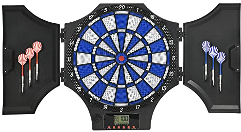 SPORTNOW Diana Electrónica Plegable con 31 Juegos y 285 Programas para 8 Jugadores Juego de Dardo Electrónico con 6 Dardos y 6 Puntas de Repuesto Pantalla LCD 83x45x4 cm Negro