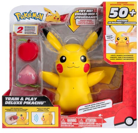 Bandai – Pokémon – Pikachu Deluxe interattivo e suoi accessori – Giocattolo Pokémon con luci suoni e movimenti, personaggio Pikachu elettronico + di 50 interazioni – Giocattolo per bambini 4 anni in +