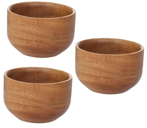 POPETPOP 3pcs Men's Shaving Bowl Shaving Soap Bowl Wooden Gentle Shave Cream Safe for Sensitive Present for Male Friends