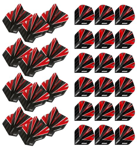 Winmau Prism Alpha Black & Red Extra Thick Dart Flights - 10 Sets per Pack (30 Dart Flights insgesamt)