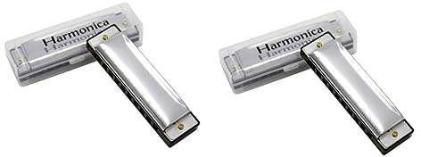 SAFIGLE 2pcs Harmonica Blues Harp Diatonic Harmonica Phosphor Reed Musical Instrument for Blues Jazz Folk Classical Country Rock