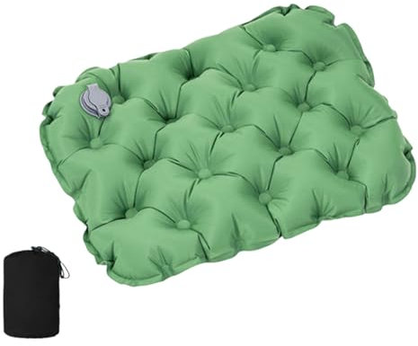tuwiwol Nylon aufblasbarer sportlicher Klappsitz (Sitz für Sitzkissen, Outdoor Sitz, Outdoor Klappkissen, Gesäßtasche), Grün (Aufbewahrungstasche)