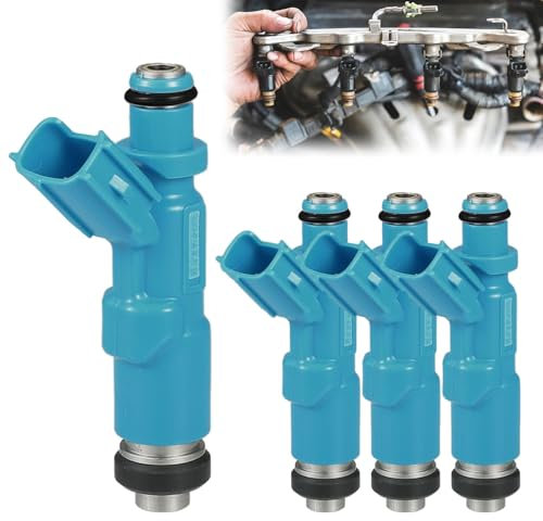 4 pieza Inyectores de Combustible, Inyector de Combustible 23250-23020 para To-yo-ta Ya-ris Vi-tz 1.0L 1.3L 1999-2005 Kit de Boquilla de Inyector de Combustible
