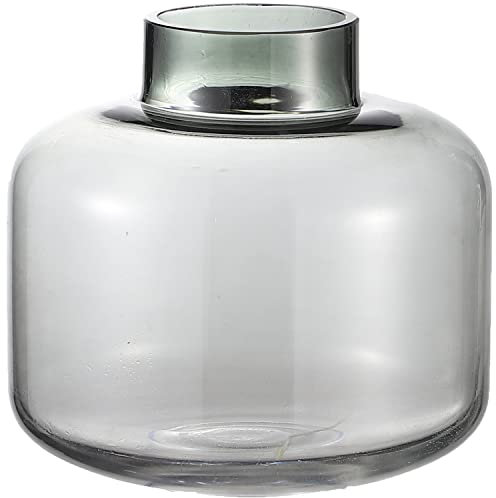 KAYLETIN Short Glass Vase, Black Vase for Flowers, Short Flower Vases for Tulips, Round Glass Vases for Birthday, Wedding, Housewarming, Anniversary, Engagement, 15CM