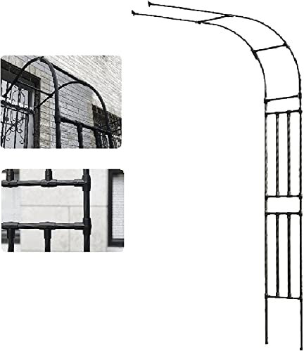 Gothic Style Black Metal Garden Arch for Outdoor Plants Entry Gate Paths Self Assembly Rose Archway 240x300x40cm