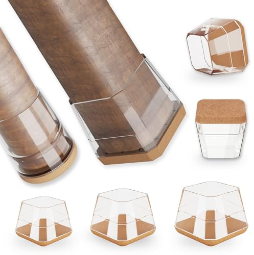 24 Stück Stuhlbeinkappen, Schutzkappen für Stuhlbeine, Versch. Größen Transparent Bodenschoner mit Filzgleiter für Stühle –Bodenschutz für Holzböden Fliesen rutschfest Quadrat für 19-23mm Stuhlbeine