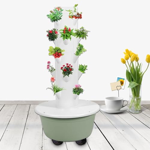 YORCME Torre De Hierbas para Encimera, JardíN De Hierbass, sis-Temas De Cultivo Sin Suelo, Torre HidropóNica - sis-Tema De Interior para Verduras 9-Layer36Pots-HydroponicTower