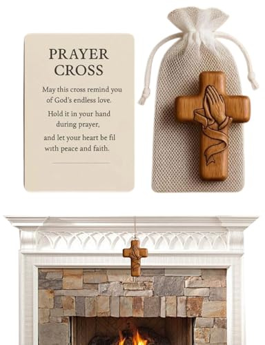 Generico Cruz de bolsillo - Crucifijo de madera portátil, token espiritual portátil, símbolo religioso decorativo, fe recuerdo de oración diaria, conmemorativo | Miembros de la iglesia ca